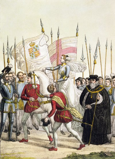 Queen Elizabeth I Rallying the Troops at Tilbury before the Arrival of the Spanish Armada, plate 12 from 